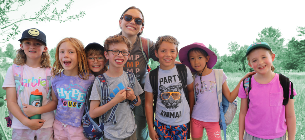 Campers and counselor at Goats and Gardens Camp