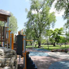 playground with large green trees